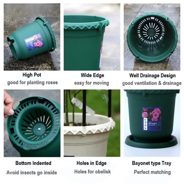 Gallon Plastic Flower Pot Thick Resin Chinese Planter for Indoor/Outdoor Plants