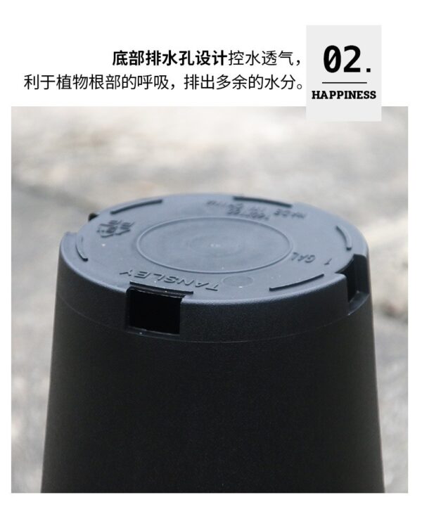 Round Bucket Thickened Plastic Flower Pots for Tree and Plant Growing Capacity Black Gardening Containers for Office Restaurant and Balcony