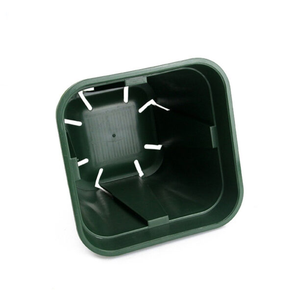 Square Nursery Pot Plastic Plant Pots with Drainage Hole Garden Flower Pots Nursery Plant Container, Flower Planters with Trays for Succulents Herbs Cactus, Green