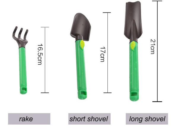 Mini Garden Tools Set Plastic Gardening Hand Tools Trowel Rake Spade Kit Home Garden Supplies for Flowers Succulent Transplanting 3Pcs