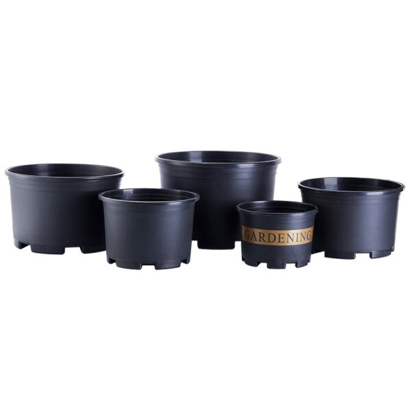 black gallon pots 1 Plastic Flower Pot Planter with Drainage